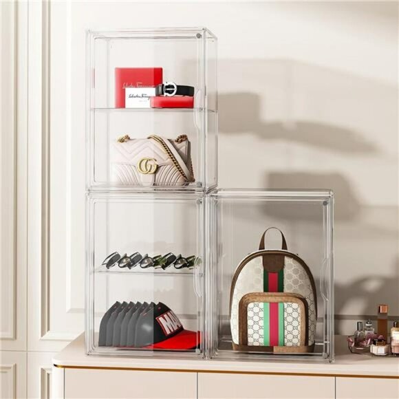 Clear Purse Organizer Acrylic Stackable Display Box for Handbags Wallets Bags - Picture 6 of 7